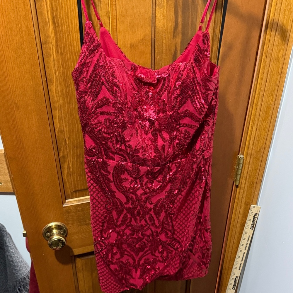 Sexy women Red Sequin Dress